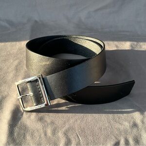 Calvin Klein Jeans Mens Unisex Size M 32-34 Black Leather Belt Nickel buckle